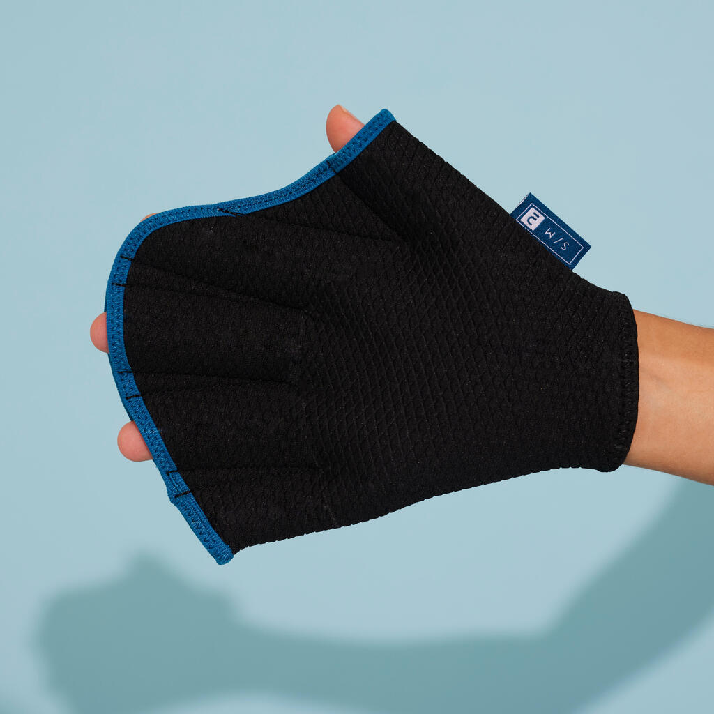 Pair of Aquafitness Neoprene Webbed Gloves black blue